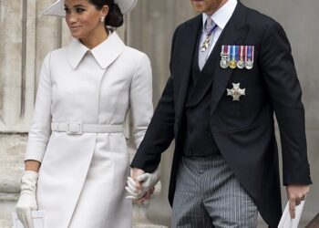 Prince Harry, Duke of Sussex and Meghan, Duchess of Sussex, attend a National Service of Thanksgiving for the Queens reign at St Pauls Cathedral on June 3, 2022. There were cheers but also boos from the crowds at the church