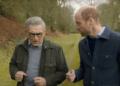 Prince William (right) and Eugene Levy (left) walk down a path in this screenshot from the trailer for the third season of “The Reluctant Traveler with Eugene Levy.