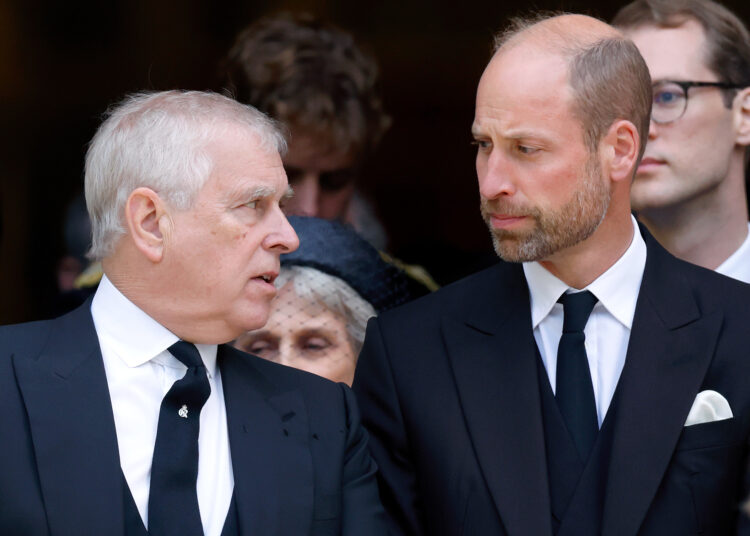 LONDON, UNITED KINGDOM - SEPTEMBER 16: (EMBARGOED FOR PUBLICATION IN UK NEWSPAPERS UNTIL 24 HOURS AFTER CREATE DATE AND TIME) Prince Andrew, Duke of York and Prince William, Prince of Wales attend Katharine, Duchess of Kent's Requiem Mass service at Westminster Cathedral on September 16, 2025 in London, England. Katharine, Duchess of Kent was married to Prince Edward, Duke of Kent, a first cousin of Queen Elizabeth II. She died on September 4 at the age of 92 at Kensington Palace surrounded by her family. Having converted to Catholicism in 1994, her funeral takes place at Westminster Cathedral and is the first Catholic funeral to be held for a member of the royal family in modern British history. Her Royal Highness will be laid to rest at the Royal Burial Ground at Frogmore, Windsor. (Photo by Max Mumby/Indigo/Getty Images)