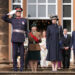 The Princess Royal stands beside NI Secretary Hilary Benn and others outside Hillsbrough Castle.