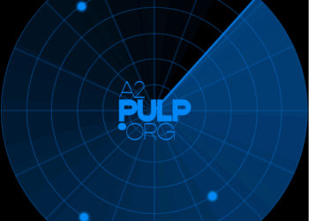 A blue-tinted image of a radar screen with the A2Pulp.org logo in the center.
