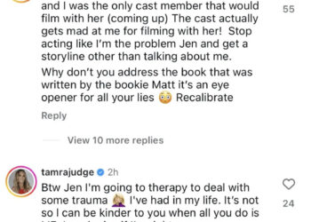 Tamra Judge replies to Jennifer Pedranti on Instagram