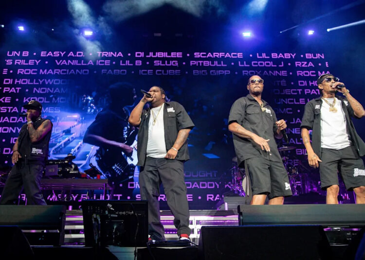 Bone Thugs-N-Harmony performs during LL COOL J's The F.O.R.C.E. Live at Little Caesars Arena in Detroit on Friday, Aug. 18, 2023.