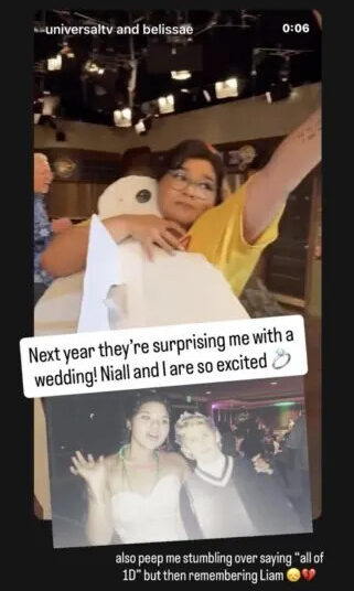 Belissa Escobedo surprise birthday video message from Niall Horan, Instagram, September 18, 2025.