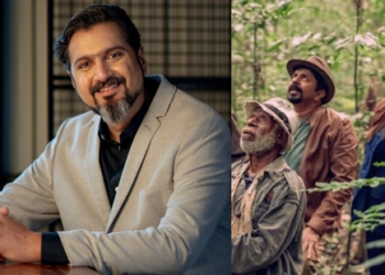 Musician Ricky Kej and a still from the film Papa Buka