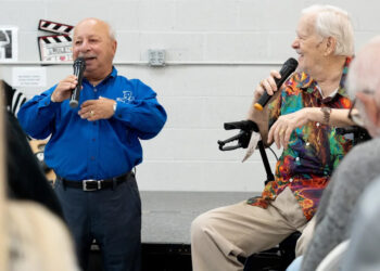 Lil’ John Rinaldi and Bob “Hoolihan” Wells welcome guests to The BIG Adios Muchachos Show in Cuyahoga Falls on Sept. 13, 2025.