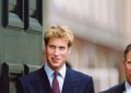 Prince William at the gates of Clarence House on the Queen Mother's 101st birthday, August 4 2001