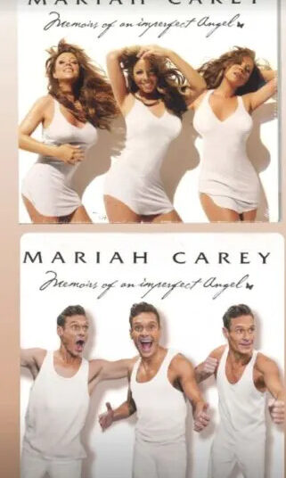 Ryan Seacrest recreating Mariah Carey's album, "Memoirs of an Imperfect Angel"