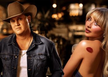 Jon Pardi in a cowboy hat alongside Sabrina Carpenter, whose new song “Nobody’s Son” is being compared to “Heartache Medication.”