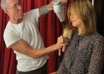 Chris McMillan/Instagram Chris McMillan (left) and Savannah Guthrie mid-haircut.