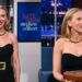 Scarlett Johansson Styles Statement Belt in Balmain on Stephen Colbert