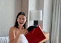 selena gomez's instagram stories with her makeup artist's beauty line