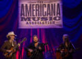 David Rawlings, Nathaniel Rateliff and Gillian Welch perform during the Americana Music Honors and Awards at The Ryman Auditorium in Nashville, Tenn., Wednesday, Sept. 10, 2025.