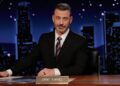 This image released by Disney shows Jimmy Kimmel hosting his late night show "Jimmy Kimmel Live!" in Los Angeles on Tuesday, Sept. 23, 2025. (Randy Holmes/Disney via AP)