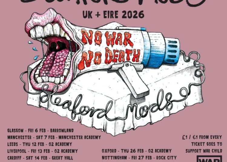 the official tour poster for Sleaford Mods' UK and Ireland tour