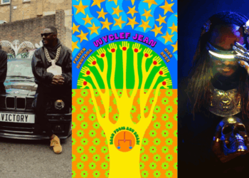 Split Image Of Cover Art By Slick Rick, Wyclef Jean, Thundercat