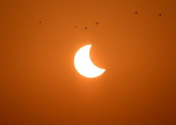 Partial solar eclipse caputred from the city of Noida in Uttar Pradesh. (Sunil Ghosh / HT Photo)