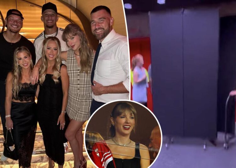 Taylor seen for the first time after hiding at the Chiefs game