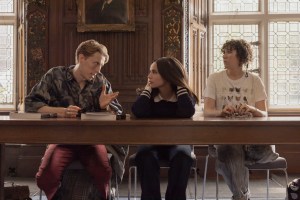 L-R: Harry Trevaldwyn as Charlie, Sofia Carson as Anna and Esmé Kingdom as Maggie in 'My Oxford Year'