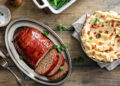 a photo of meat loaf and mashed potatos