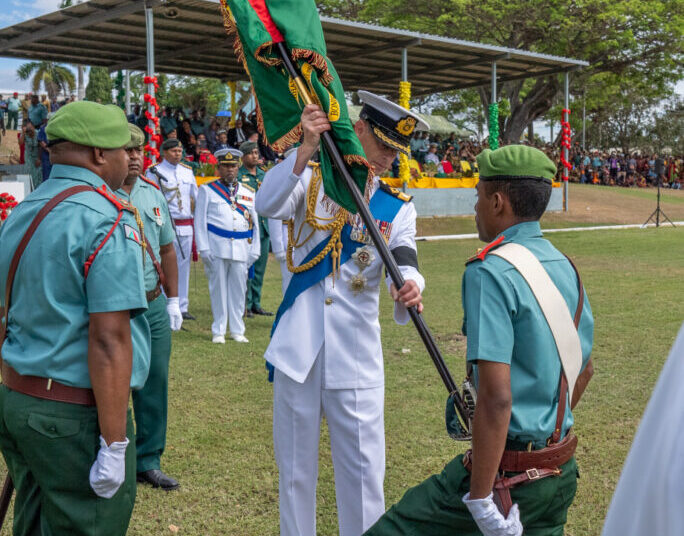 Duke of Edinburgh presents colours to 1st Battalion Royal Pacific Islands Regiment