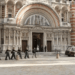 A bearer party of the Royal Dragoon Guards marches towards the Royal Hearse at Westminster Cathedral for the reception of the coffin of the Duchess of Kent
