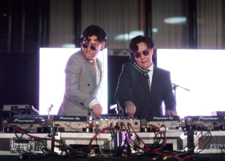 DJs Ballshing and INK perform at M+ in Hong Kong’s West Kowloon Cultural District. Photo: Beat Friday
