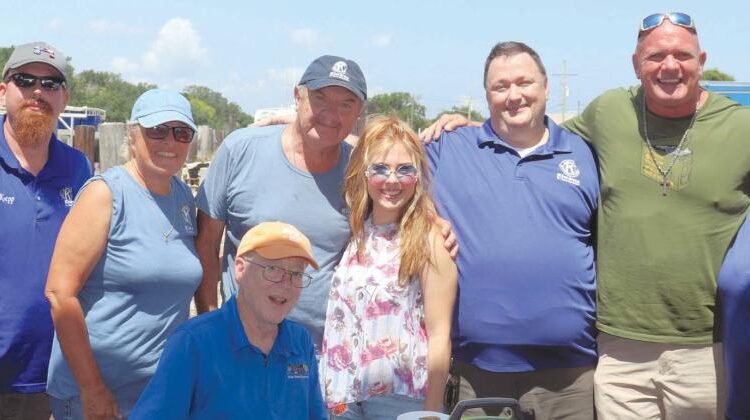 Nicholas Koepp, Beth Vincent, Michael Pechon (sitting), Barry Vincent, Amanda Shaw (Louisiana Music Hall of Fame inductee), Ellis Fortinberry, Ronnie Adams (of TV’s “Swamp People”), Brenda Peralta. Photo taken by Tony Peralta