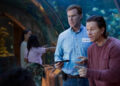 Will Ferrell and Mark Wahlberg at an aquarium during a scene in Daddy's Home.