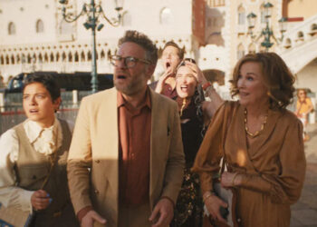 Chase Sui Wonders, Seth Rogen, Ike Barinholtz, Kathryn Hahn, and Catherine O'Hara in 'The Studio' Season 1 finale