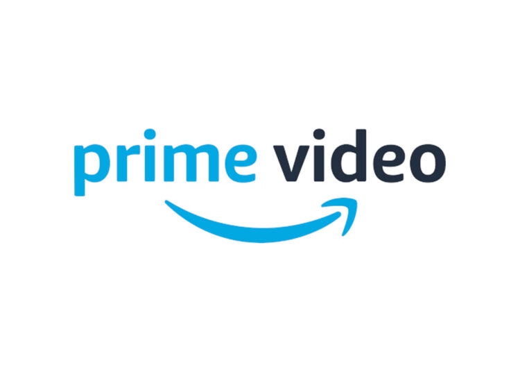 The words "Prime Video" are written in the centre of a white screen with a curved arrow in the shape of a smile underneath.