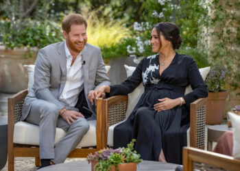 The Duke and Duchess of Sussex during their interview with Oprah Winfrey (PA)