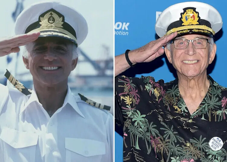 Gavin MacLeod then and now split.