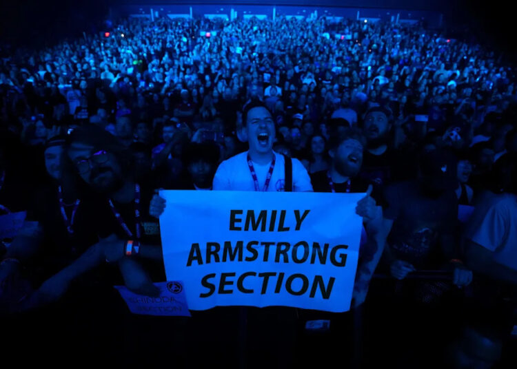 Fans listen as Linkin Park performs during their From Zero World Tour at the PHX Arena on Sept. 6, 2025, in Phoenix.