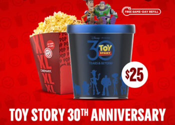 The Toy Story 30th anniversary popcorn tin retails for $25 and are now sold at Cinemark theaters.