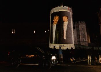 Trump and Epstein Photos Projected Onto Windsor Castle