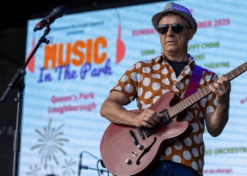 Man plays guitar at Music in the Park