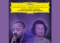 Album cover featuring illustrated portraits of a man and a woman against a purple background, with text listing composers, conductor, and The Philadelphia Orchestra.