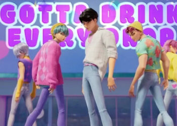 Screenshot from a KPop Demon Hunters music video for Soda Pop.