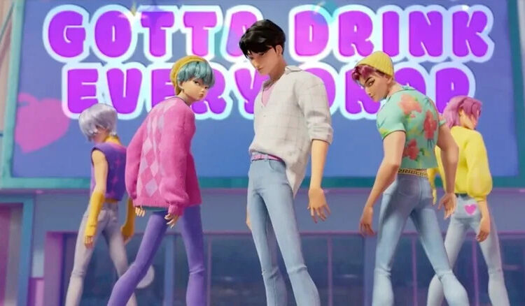 Screenshot from a KPop Demon Hunters music video for Soda Pop.