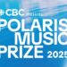 A designed graphic, white font on blue background, that says "CBC Presents Polaris Music Prize 2025."