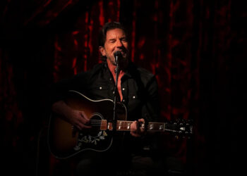 Brett James sings on stage during a live broadcast at Analog in Nashville, Tenn., March 8, 2025.