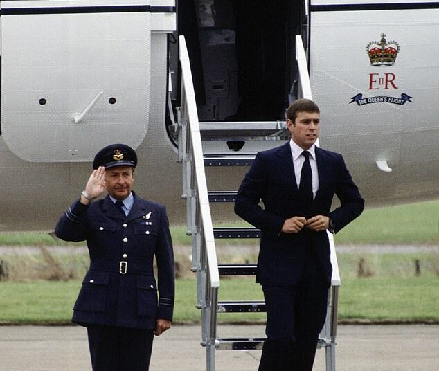 In the chapter 'Air Miles Andy', Lownie wrote that Prince Andrew's liberal use of jets attracted criticism. The Duke is pictured in 1983