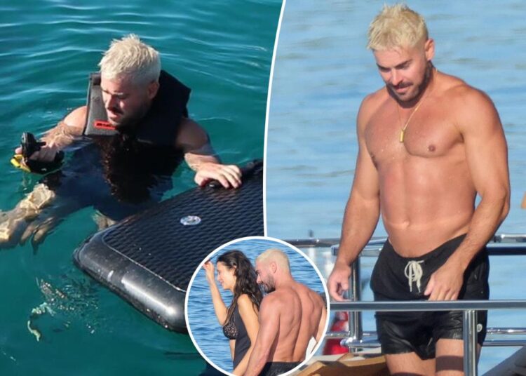 Zac Efron shows off blond hair makeover, buff body during Italy vacation with Nina Dobrev