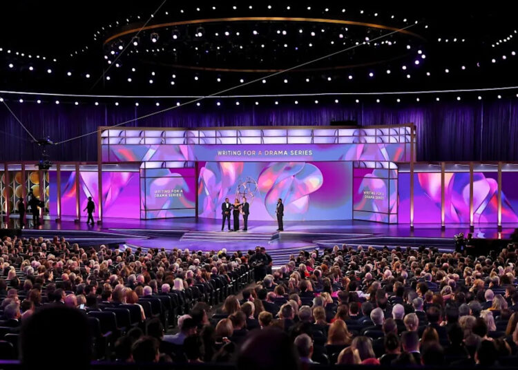 Mekhi Phifer, Mindy Kaling, and Zach Braff speak onstage during the 76th Primetime Emmy Awards at Peacock Theater on September 15, 2024.
