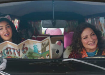 Gabby (Laila Lockhart Kraner), left, and Gigi (Gloria Estefan) in DreamWorks Animation's "Gabby's Dollhouse: The Movie." (DreamWorks Animation)