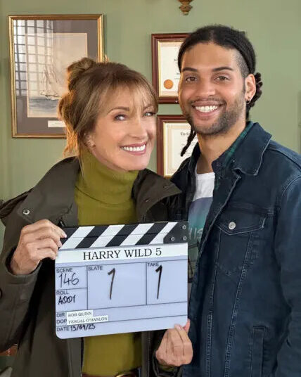Jane Seymour and Rohan Nedd on set of 'Harry Wild' Season 5