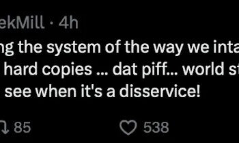 Tweet by Meek Mill discussing changes in music consumption, mentioning hard copies, DatPiff, and WorldStar, with engagement stats below.