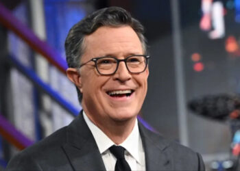 Stephen Colbert hosting CBS' The Late Show.