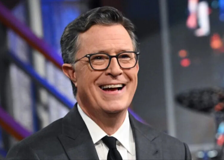 Stephen Colbert hosting CBS' The Late Show.